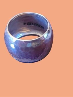 Silpada Hammered Bright-Spot Cigar Band Ring - Sterling Silver